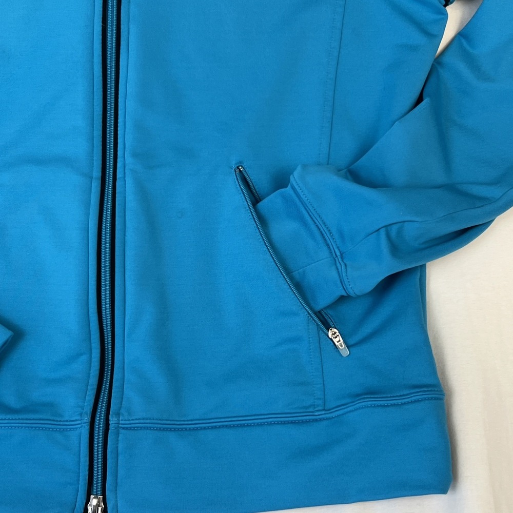 Nike Womens Track Jacket Cyan Blue Full Zip Raglan Sleeve Mock Neck Medium - Picture 3 of 9